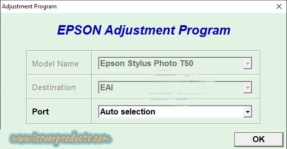 Reset EPSON Stylus T50 adjustment program