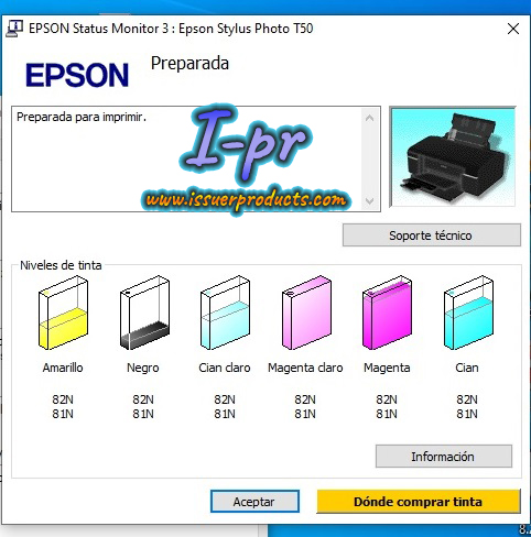 Reset EPSON Stylus T50 adjustment program